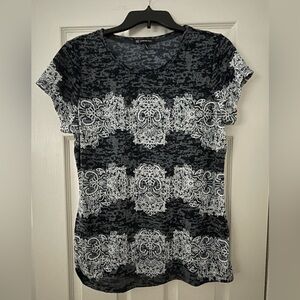 INC International Concepts Black and Gray Print Tee
